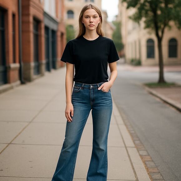 SO wear it declare it -Vintage Style Flared Jeans Medium Blue Size 13A women's - Picture 1 of 9